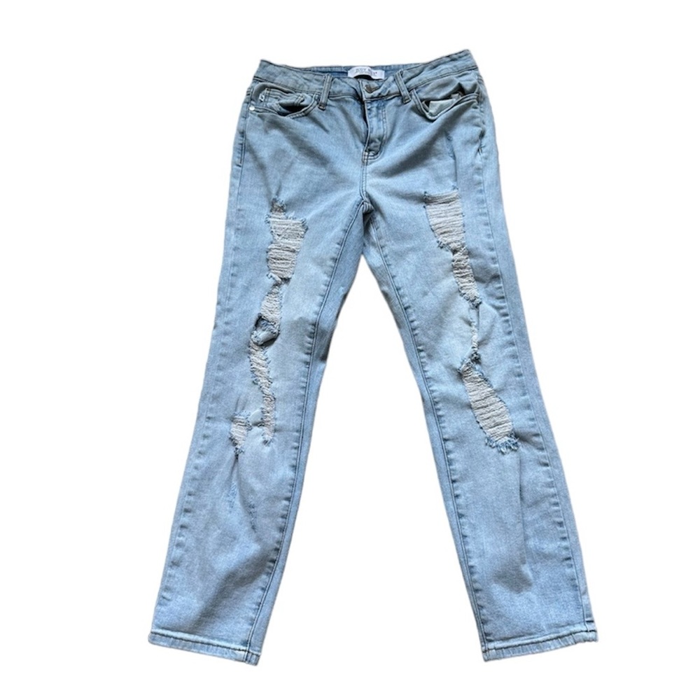 Judy Blue Light Wash Distressed Boyfriend Fit Women Jeans Size 9 / 29